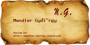 Mendler György névjegykártya