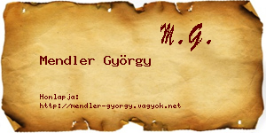 Mendler György névjegykártya